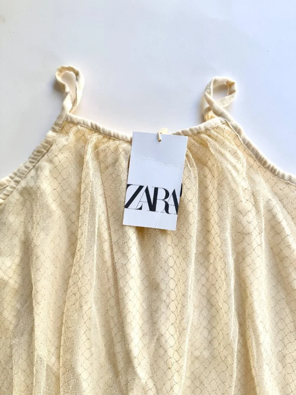 NWT Zara Girls Metallic Gold Mesh Swing Dress 3-4Y